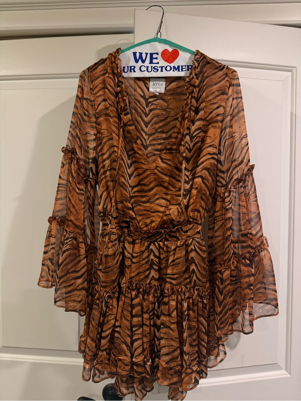 Misa Los Angeles Tiger-Print Long Sleeve Dress